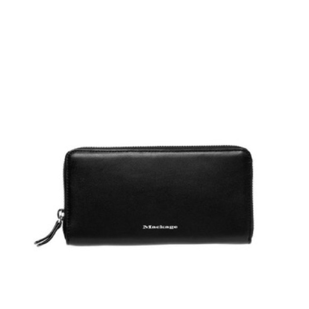 Mackage Duke Black Leather Zip Wallet
